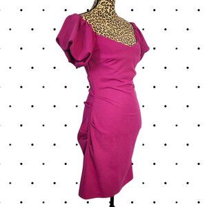 Stunning off shoulder wiggle dress with puff sleeves SIZE 8/Med